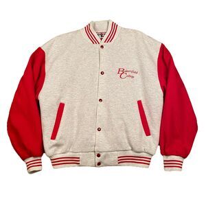 VTG College House Varsity Jacket Mens L Red Gray Bakersfield College